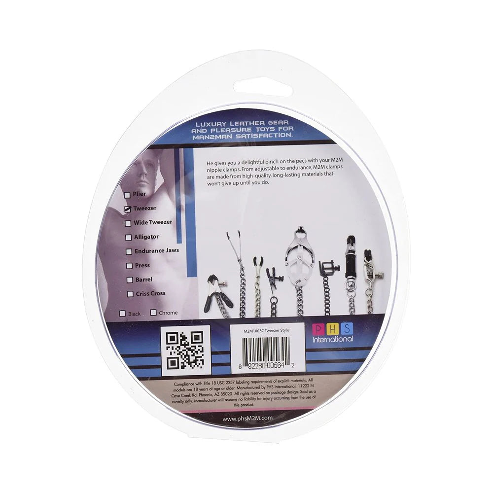 H2h Nipple Clamps Tweezer With Chain (chrome)