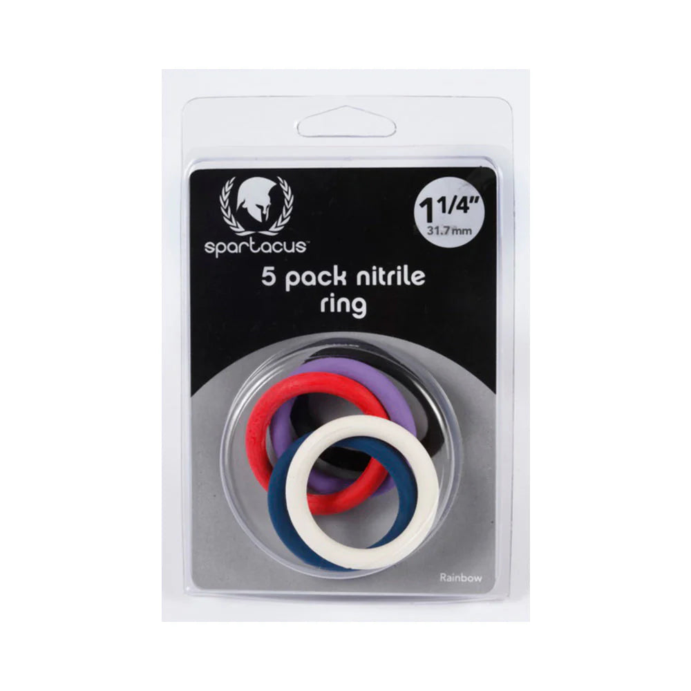 Rainbow Nitrile Cock Rings 5 Pack 1.25 inches