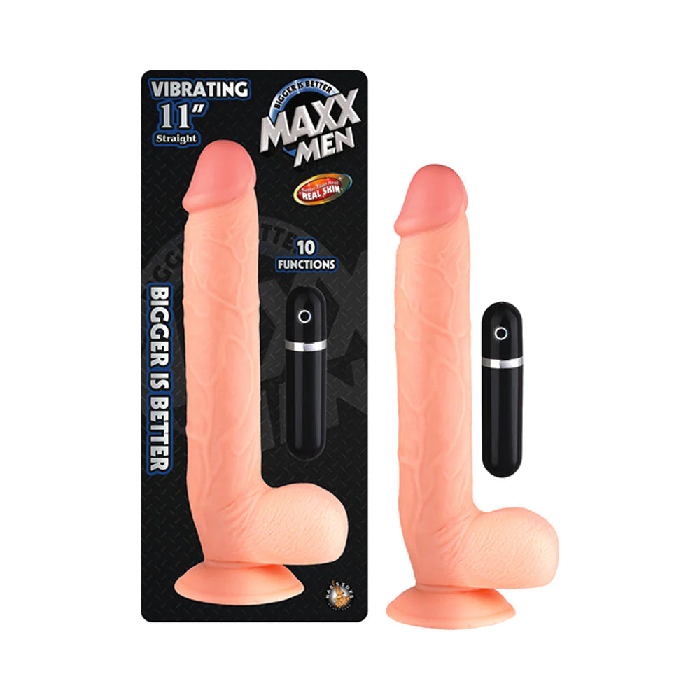 Maxx Men Vibrating 11 inches Straight Dong Beige