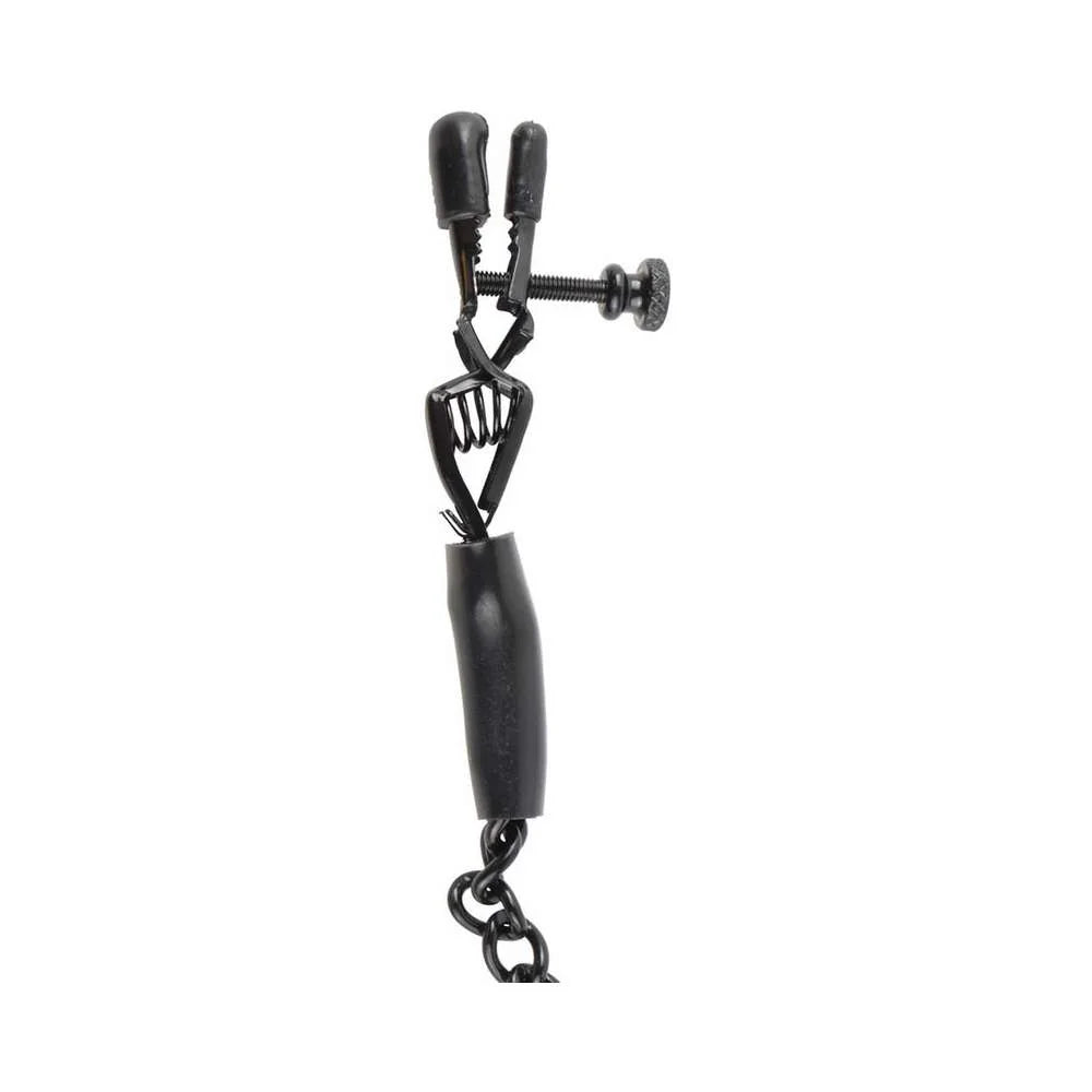 Fetish Fantasy Adjustable Nipple Chain Clamps Black