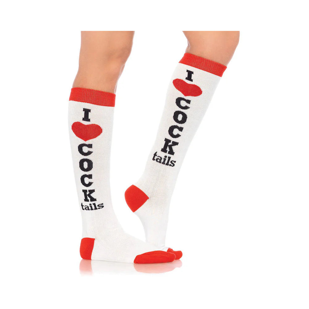 Cocktails Acrylic Knee Socks O/S White/Red