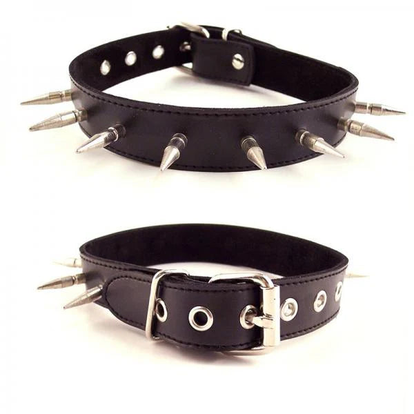 Rouge Spiked Collar with 1 inch Spikes Black
