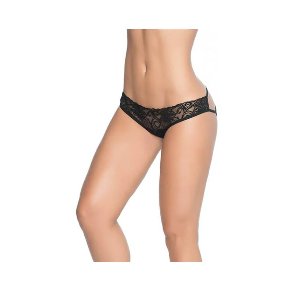 Lace Panty W/back Cage Black Md