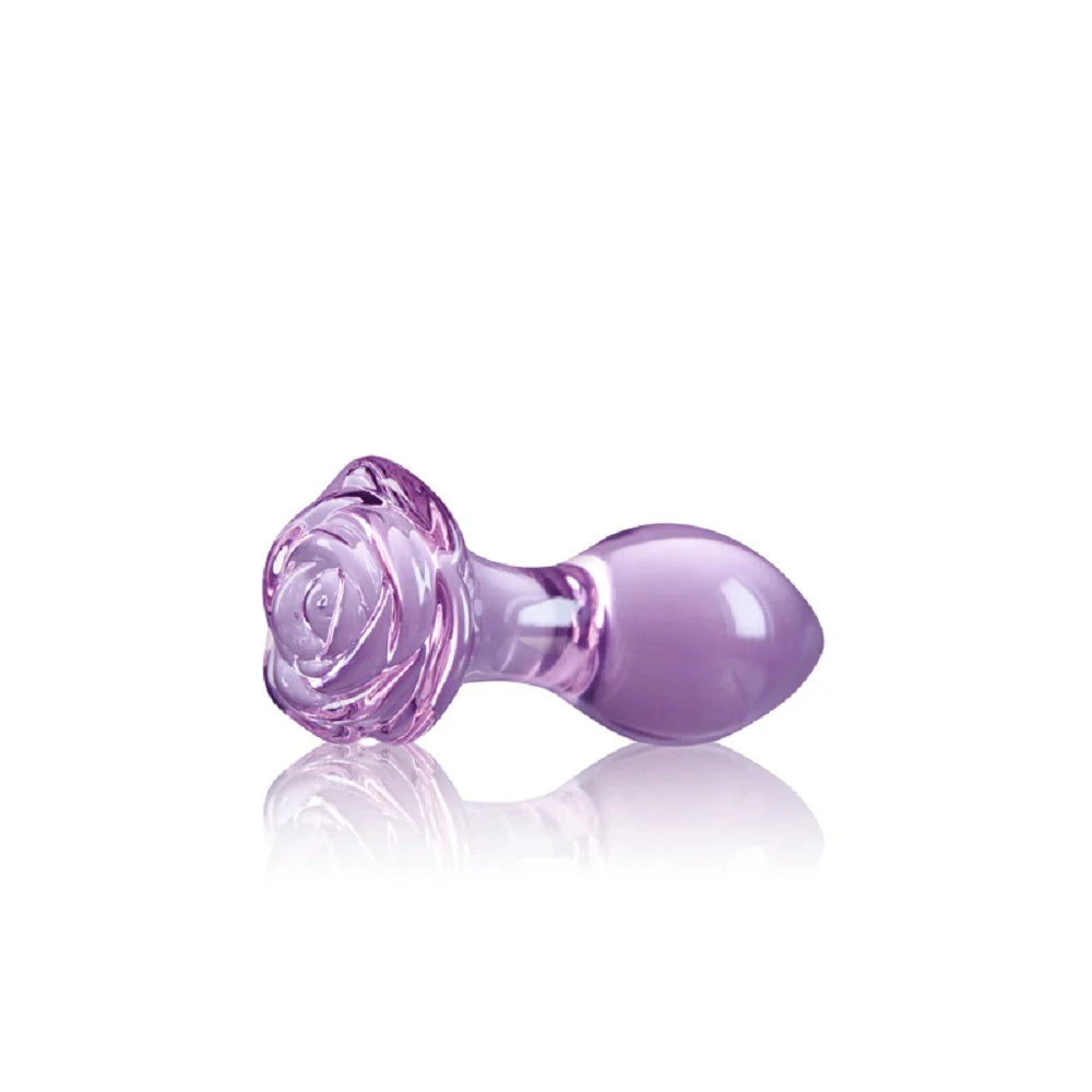 Crystal Rose Glass Anal Plug Purple
