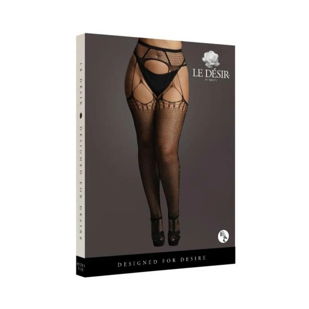 Shots Le Desir Shredded Suspender Pantyhose Black Qs