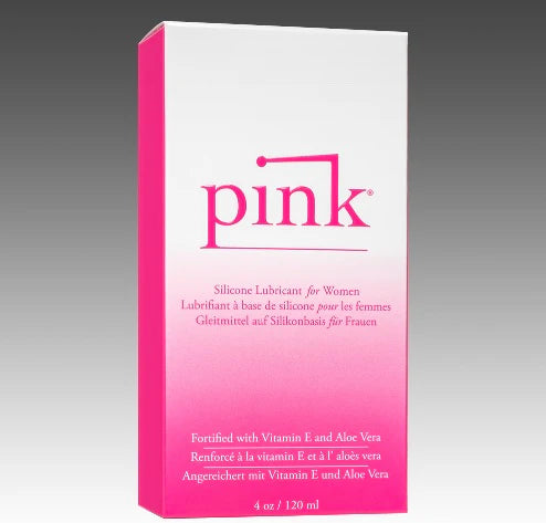 Pink Silicone Lube - 4 oz Glass Bottle