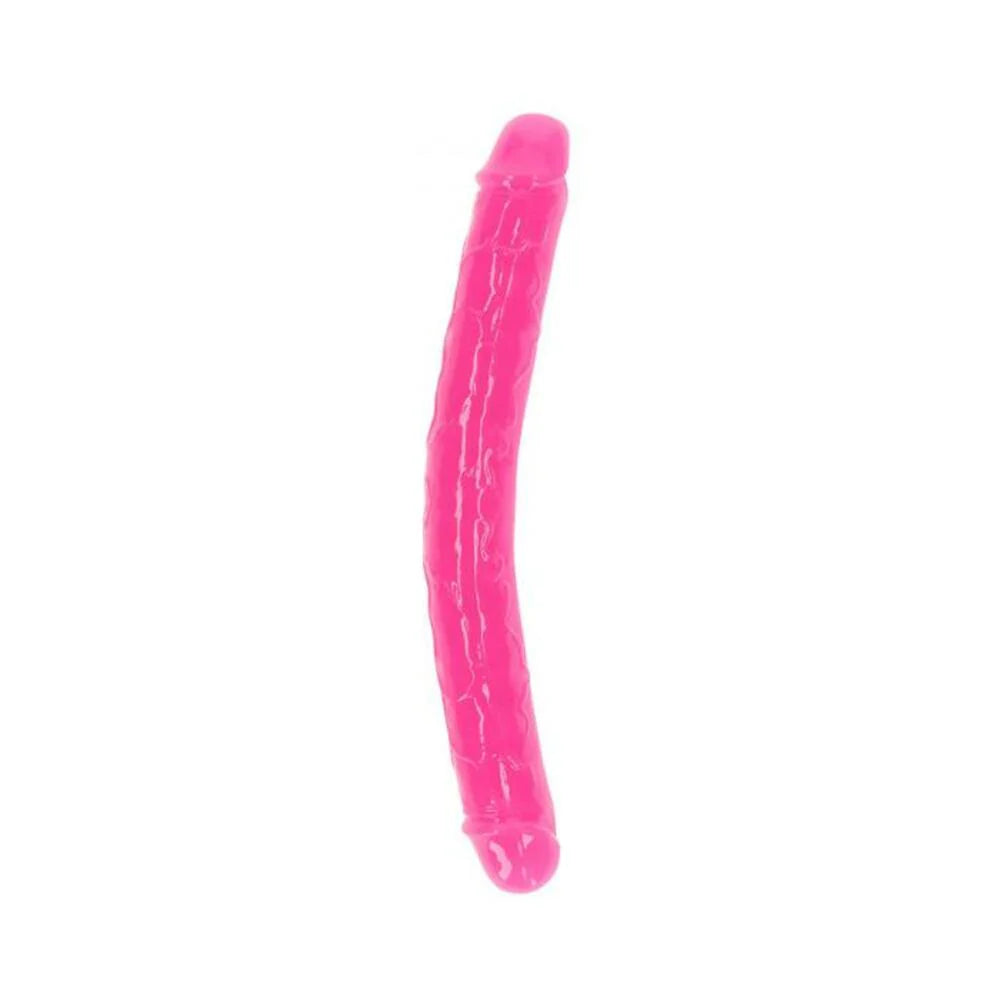 Realrock Glow In The Dark Double Dong 12 In. Dual-ended Dildo Neon Pink