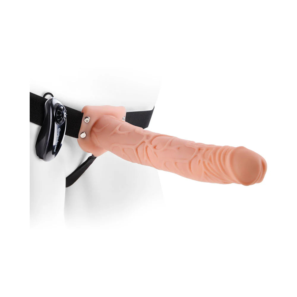 Fetish Fantasy 11 inches Vibrating Hollow Strap On Beige