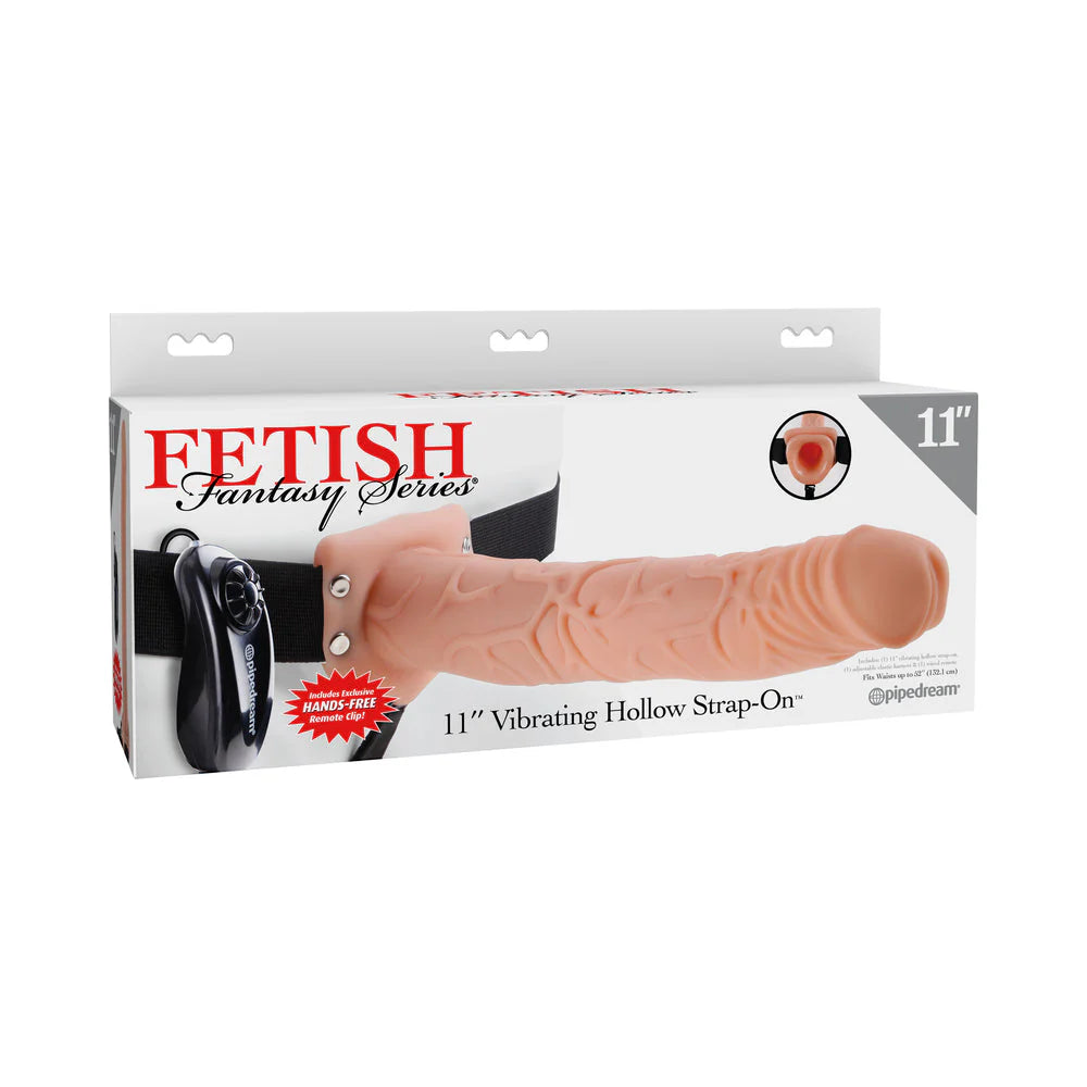 Fetish Fantasy 11 inches Vibrating Hollow Strap On Beige