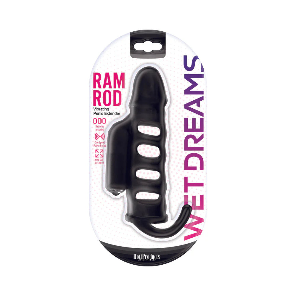 Ram Rod Penis Sleeve With Power Bullet Black