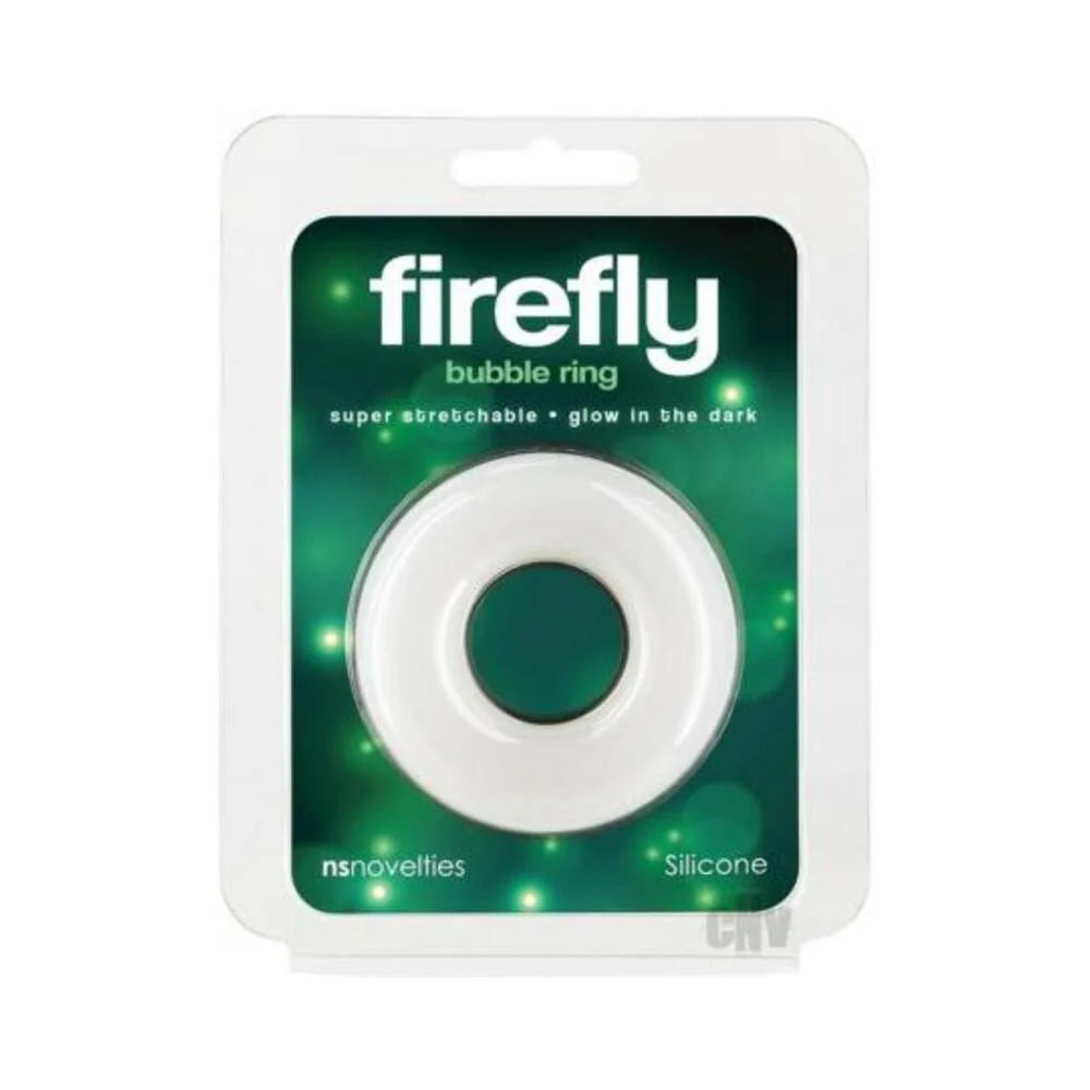 Firefly Glow In The Dark Bubble Cock Ring - Large, White