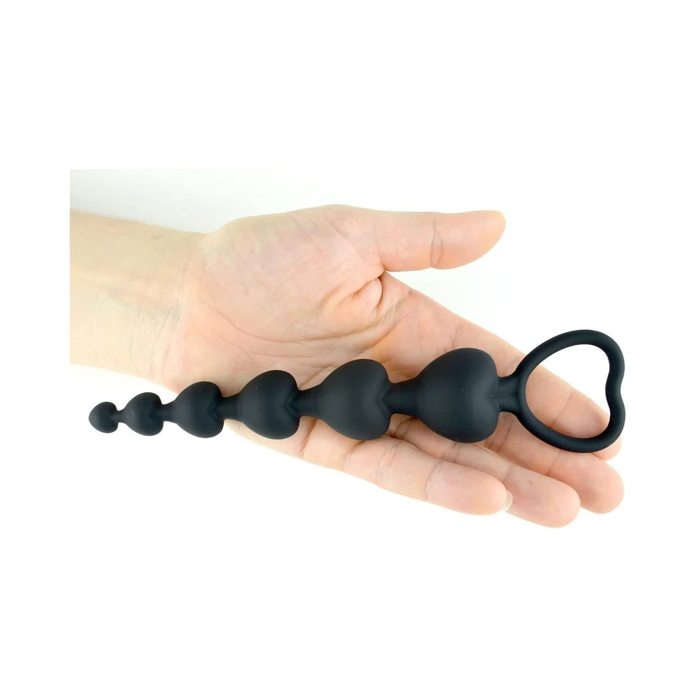 Ouch Anal Heart Beads Black