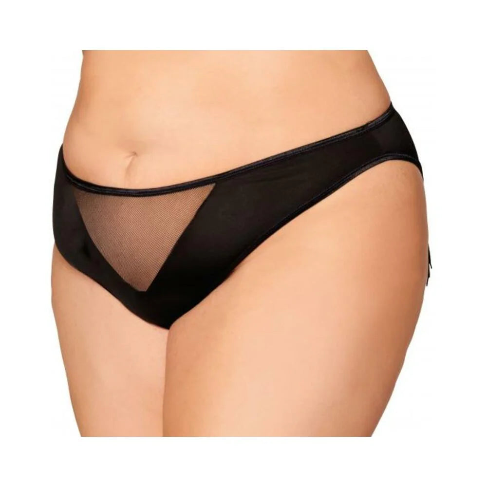 Heart Back Panty W/ Fringe Black 1x/2x