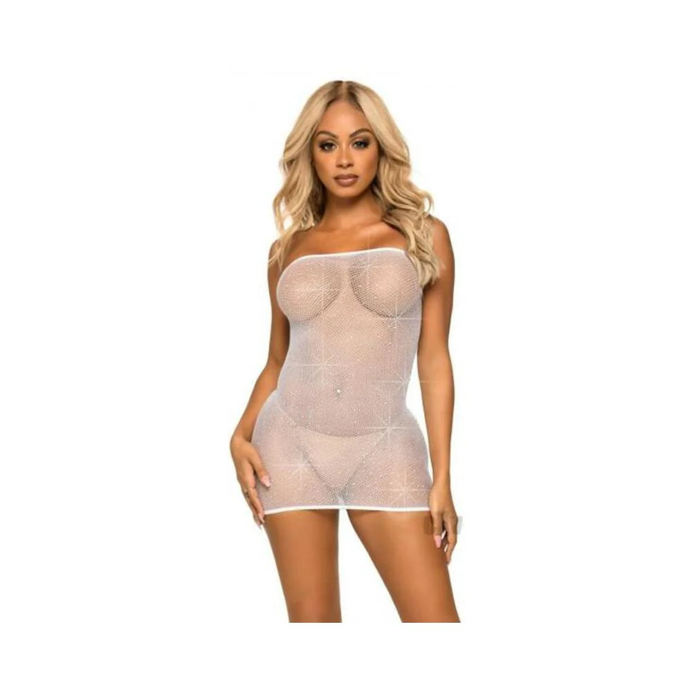 Crystalize Net Convert Tube Dress Os Wht