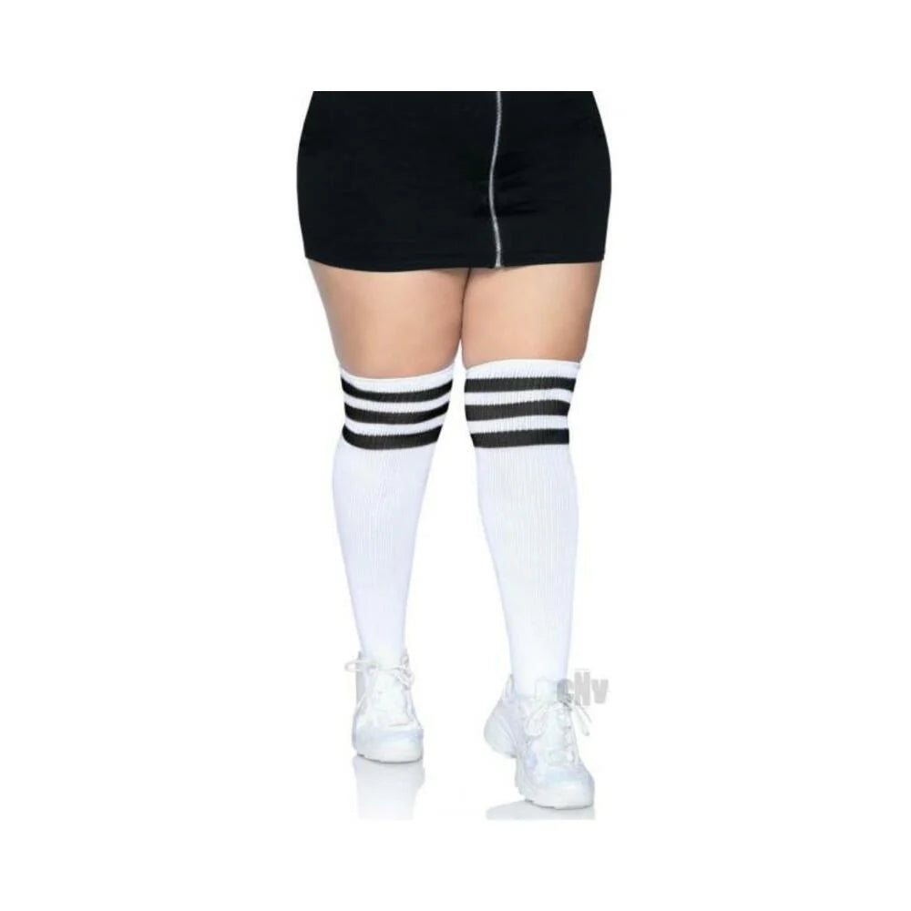Over The Knee Athl Socks 1x/2x Wht/blk