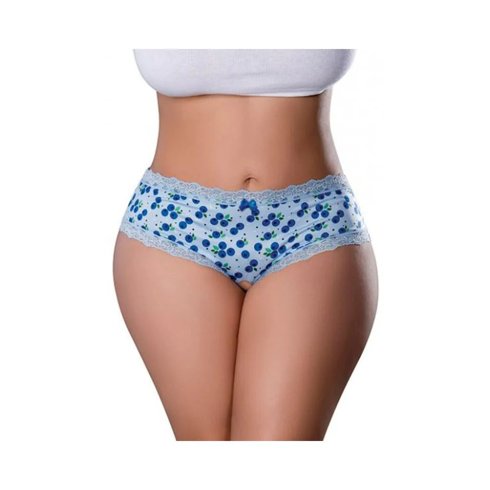 Sweet Treats Crotchless Boy Short W/wicked Sensual Care Blueberry Lube - Blue Qn