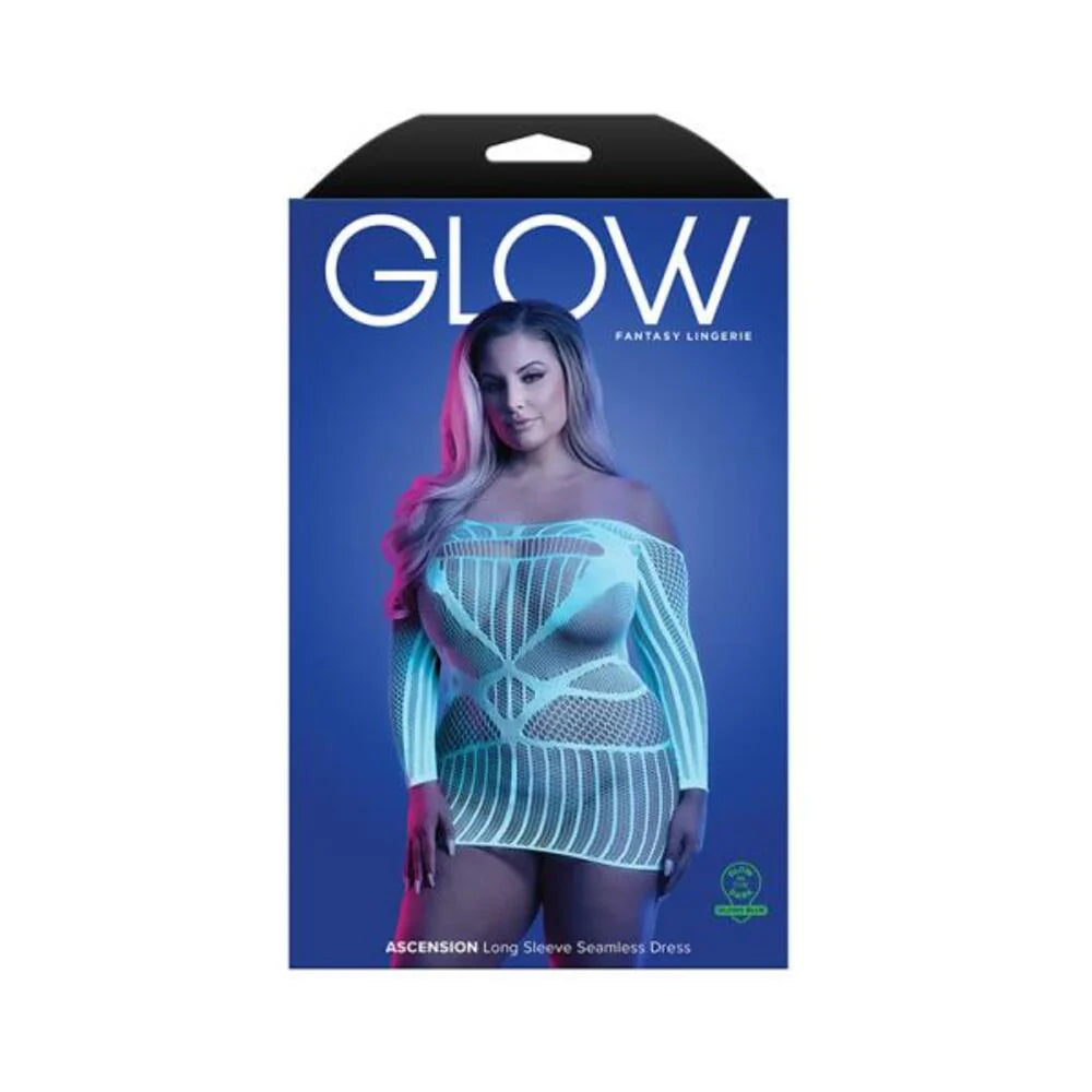 Fantasy Lingerie Glow Ascension Glow-in-the-dark Seamless Long Sleeve Dress Queen Size