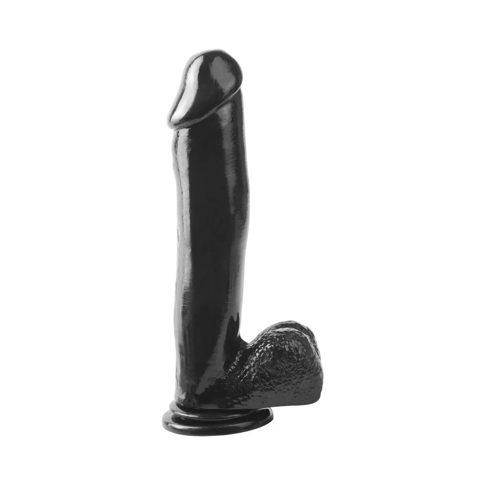 Basix Rubber 12 Inch Dong With Suction Cup Black