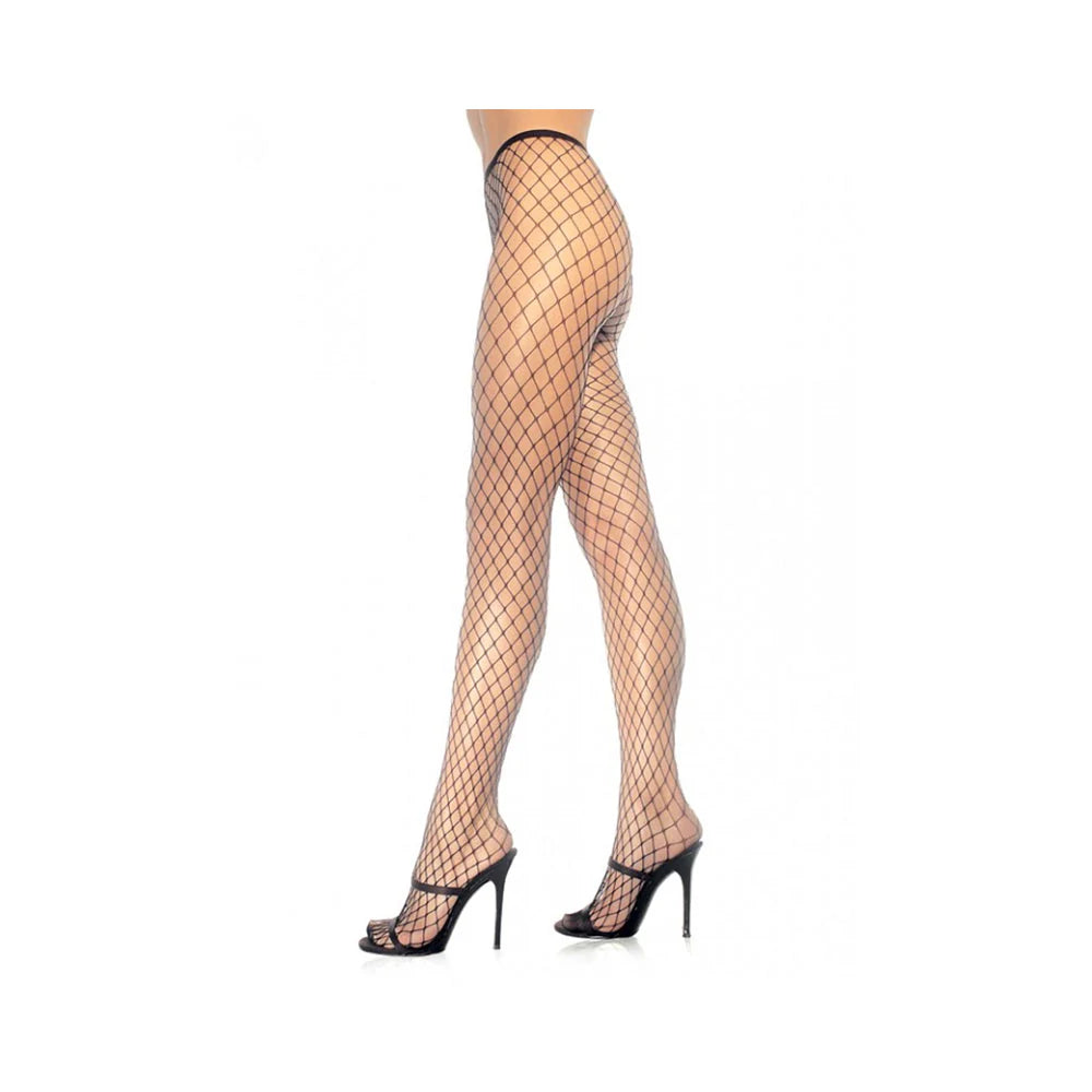 Spandex Diamond Panty Hose O/S Black