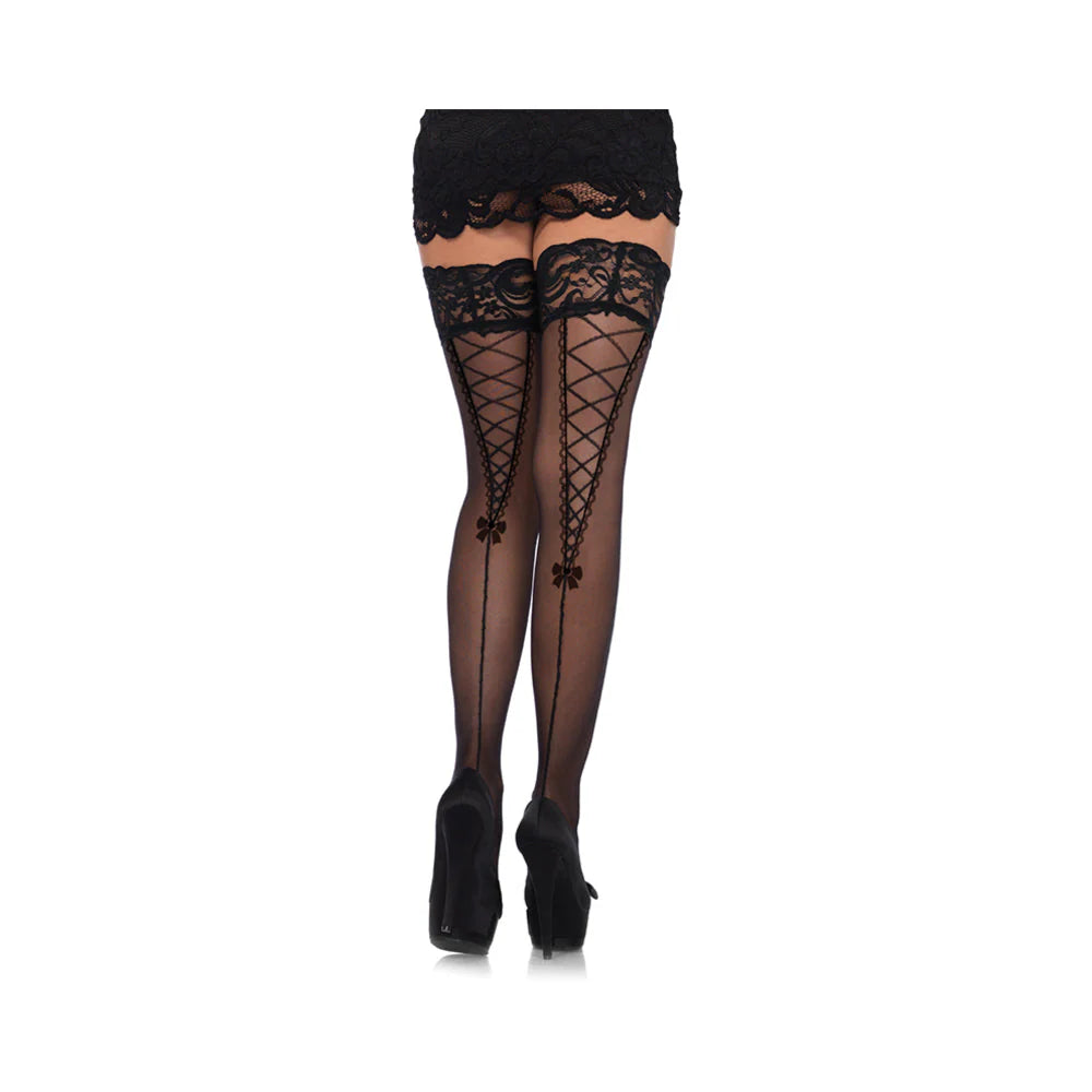 Stay Up Lace Top Sheer Thigh Highs O/s Black