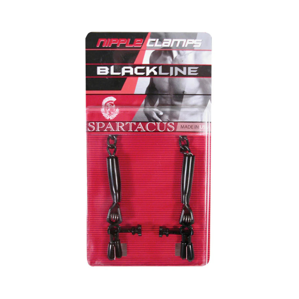 Spartacus Blackline Nipple Clamps Adjustable Rubber Tipped Pinchers