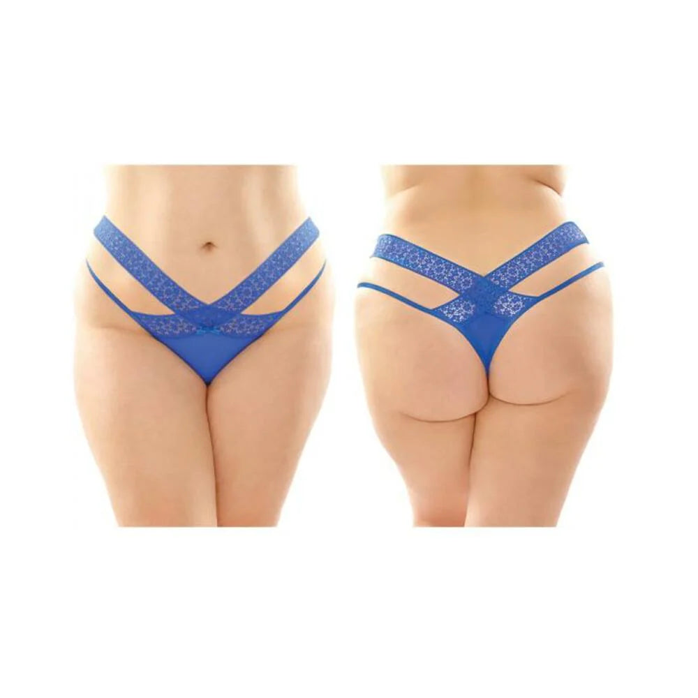 Daphne Microfiber Brazilian-cut Panty With Criss-cross Lace Waistband 6-pack Q/s Royal