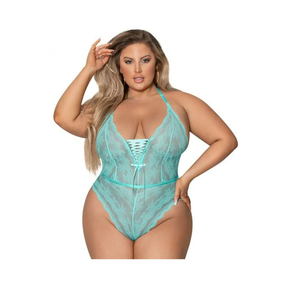 Magic Silk Seabreeze Teddy W Snap Crotch Turrquise Queen Size
