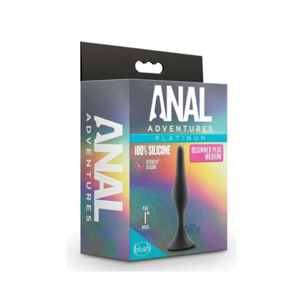 Anal Adventures Platinum Silicone Beginner Plug Medium Black