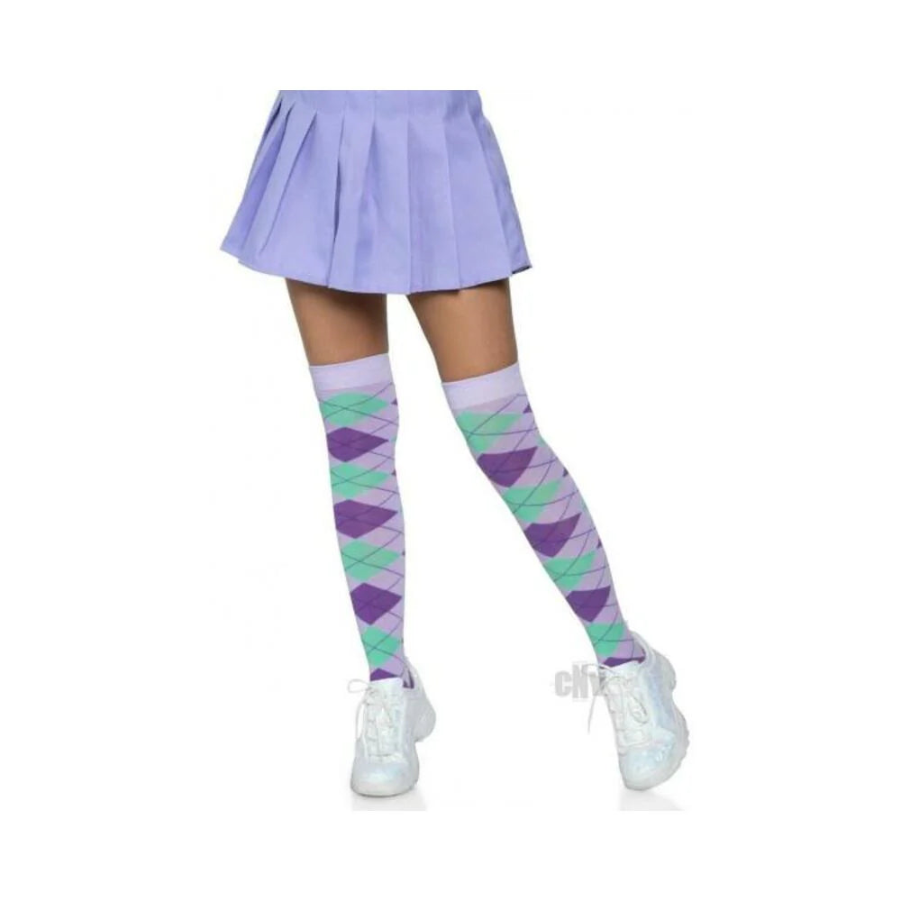 Argyle Knit Over The Knee Socks Os Lav