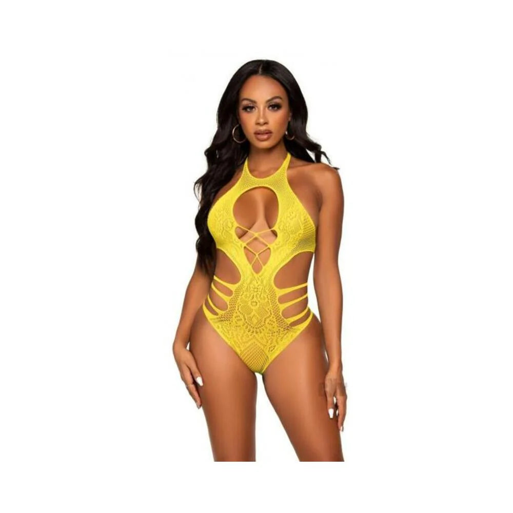 Seamless Lace Strappy Bodysuit Os Ylw