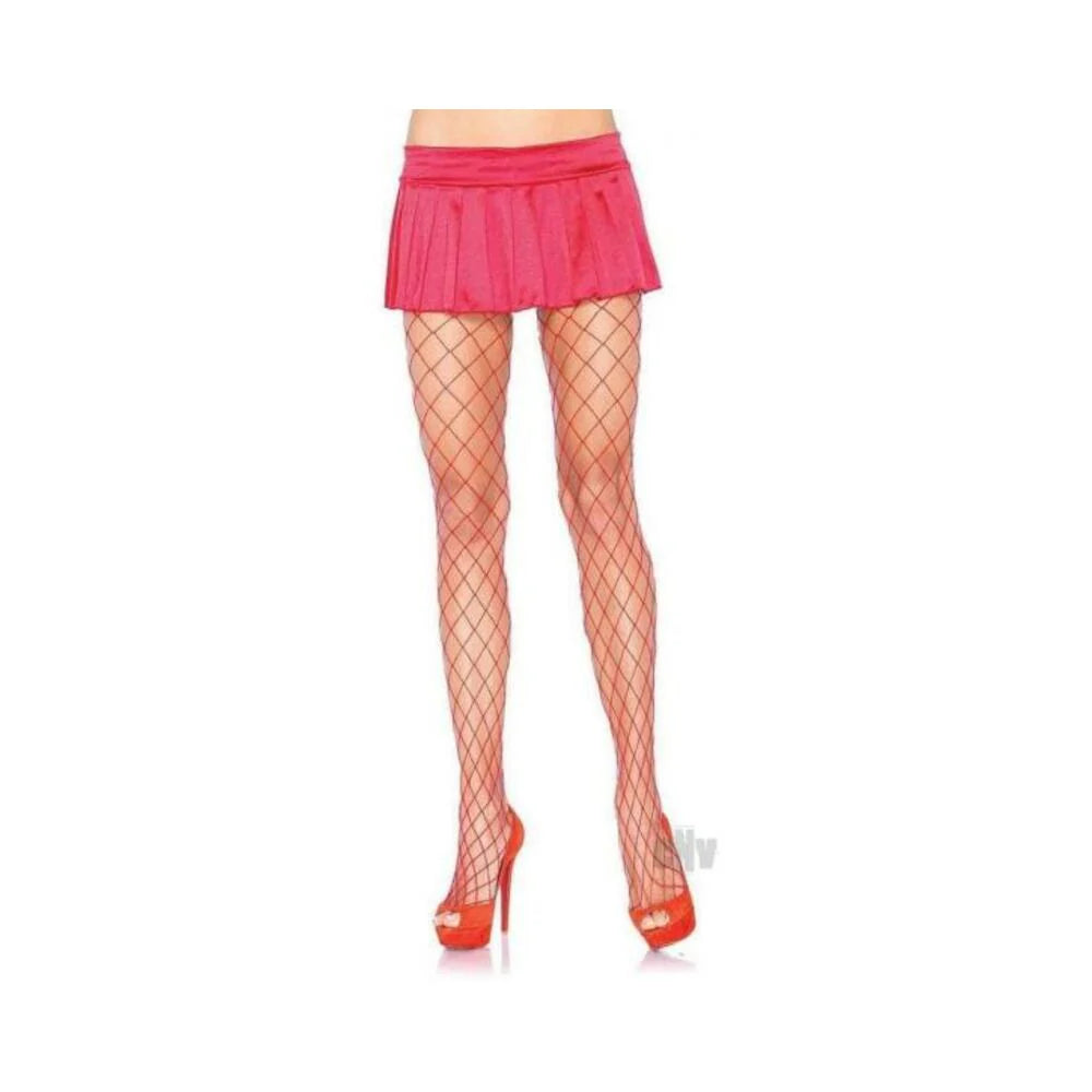 Spandex Diamond Panty Hose Os Red