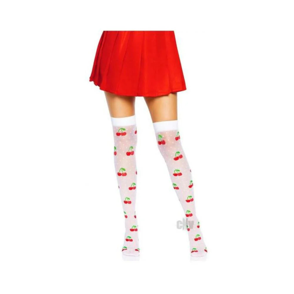 Spandex Dot Cherry Thigh Os Wht/red