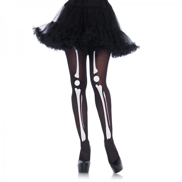 Skeleton Print Tights Os Blk/wht