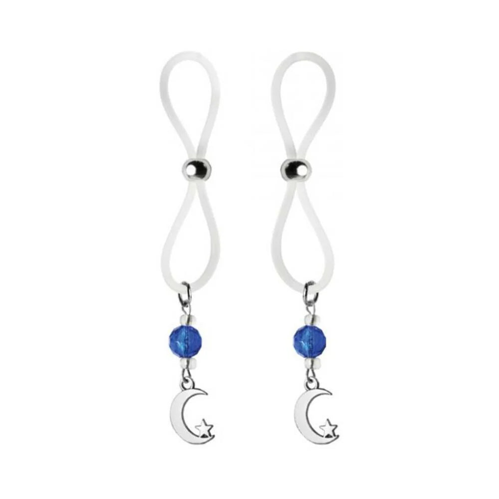 Bijoux De Nip Nipple Halos Moon & Star Charm Blue Clear