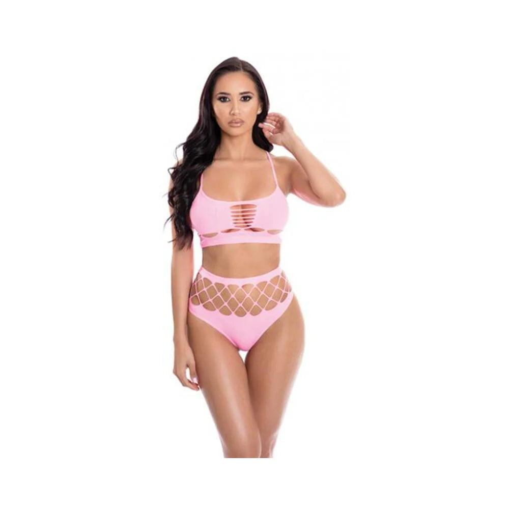 Pink Lipstick Neon Dreams Bra & High Waist Thong Pink O/s