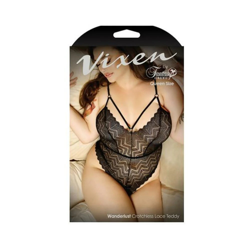 Vixen Wanderlust Crotchless Lace Teddy Black Queen