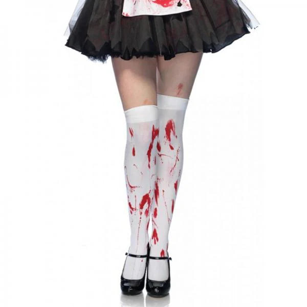Bloody Zombie Thigh Highs O/s White/red