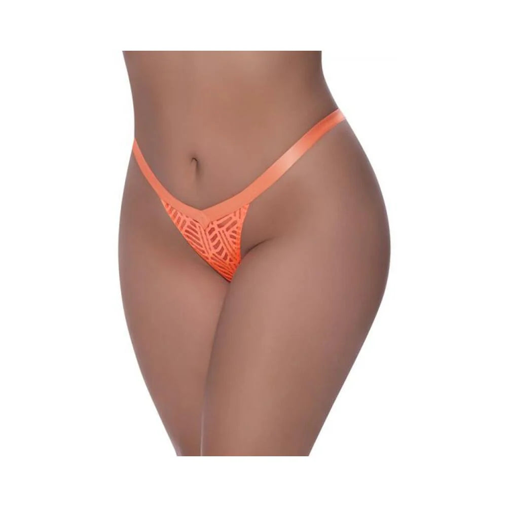 Magic Silk Rude Awakening Split Crotch Thong Neon Orange Queen Size