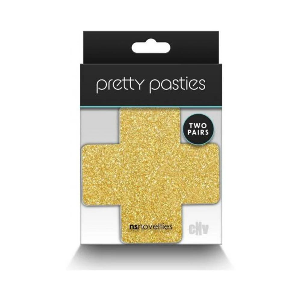 Pretty Pasties Glitter Cross Black/gold 2 Pair