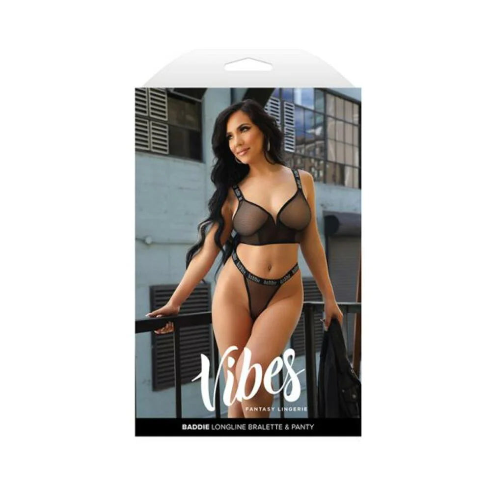 Fantasy Lingerie Vibes Baddie Longline Mesh Bralette & Panty S/m
