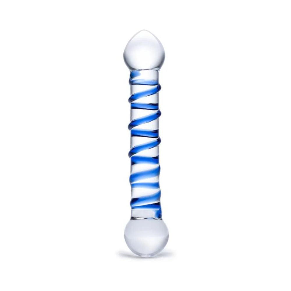Glas 6.55in Spiral Glass Beaded Dildo