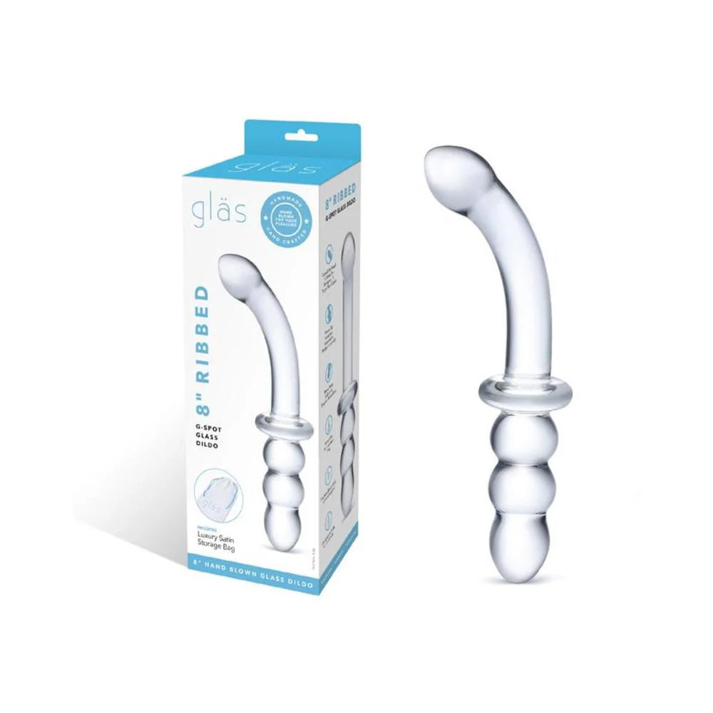 8"  Ribbed G-Spot Glass Dildo