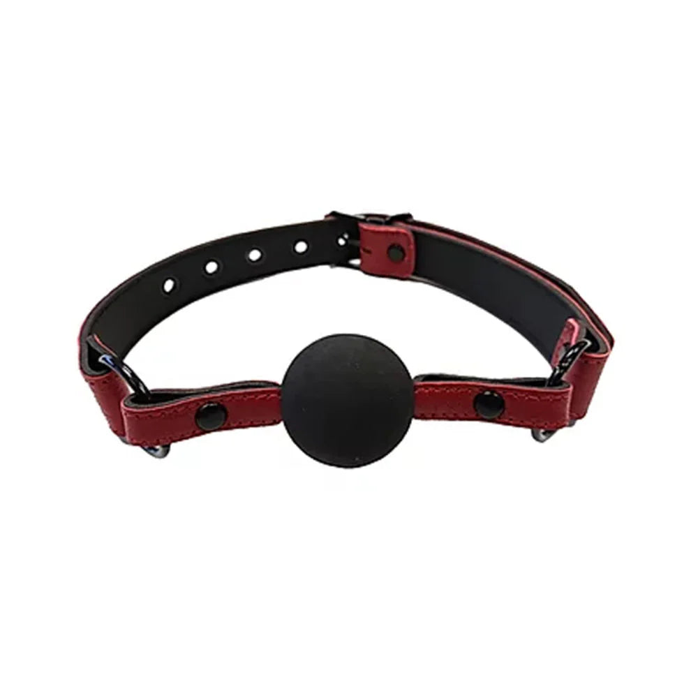 Leather Ball Gag With Rubber Ball Burgunday & Black Accessories