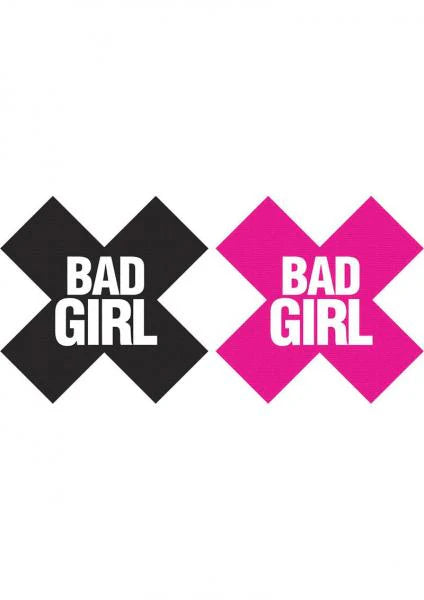 Bad Girl X Pasties 2 Pairs 1 Black, 1 Pink