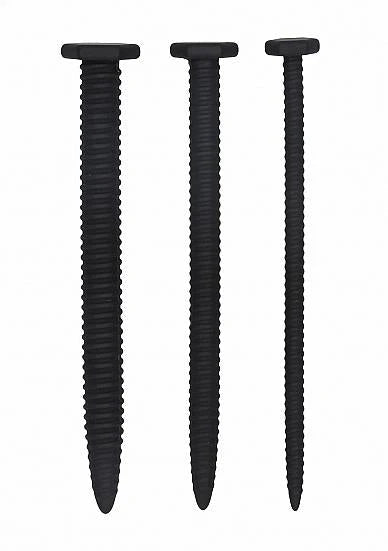 Silicone Rugged Nail Plug Set - Urethral Sounding - Black
