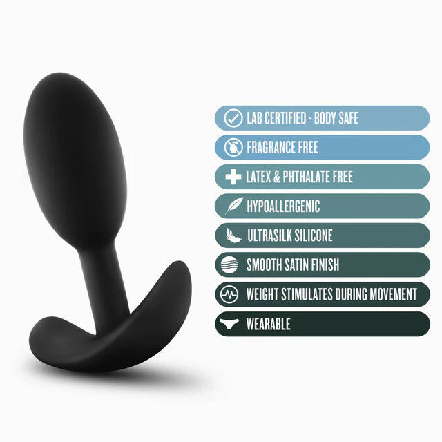 Blush Anal Adventures Platinum Silicone Vibra Slim Plug Small - Black