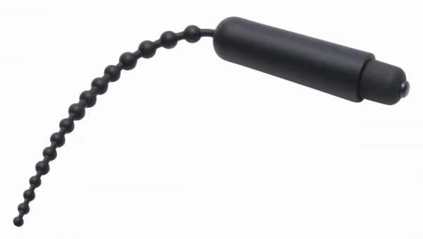 Dark Rod Vibrating Beaded Silicone Sound Black