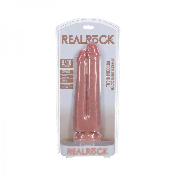 Realrock Two In One 9 In. / 10 In. Dildo Beige
