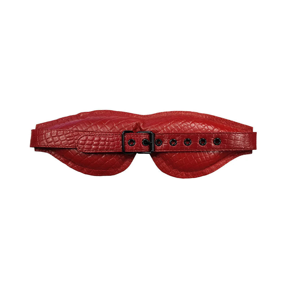 Leather Padded Blindfold Burgunday & Black Accessories