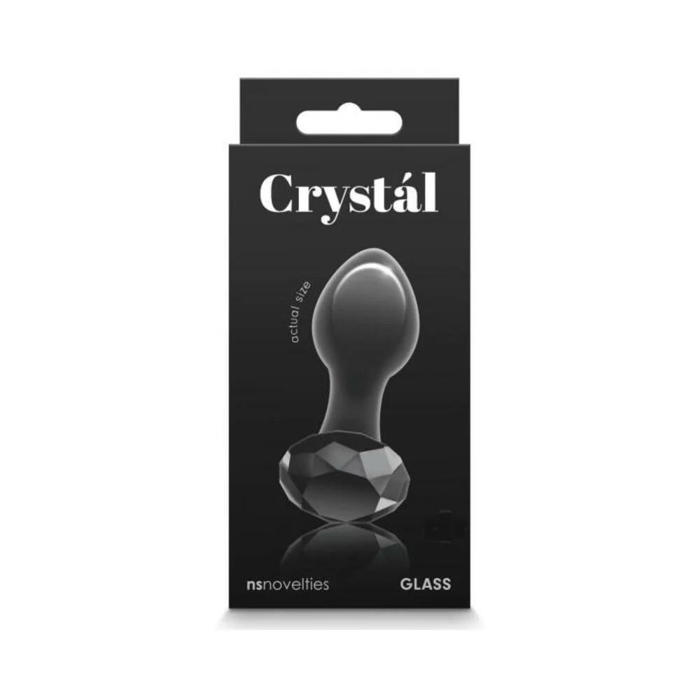 Crystal Gem Glass Anal Plug Black